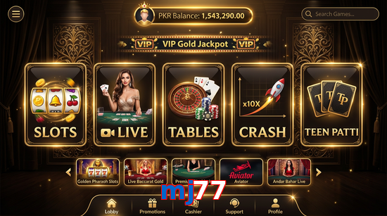 Main screen of Mj77 casino page for PK players